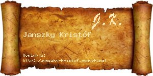 Janszky Kristóf névjegykártya
